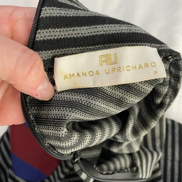 Amanda Uprichard Grey Red and Blue Striped Color Block Sweater Dress-Small - Picture 3 of 4